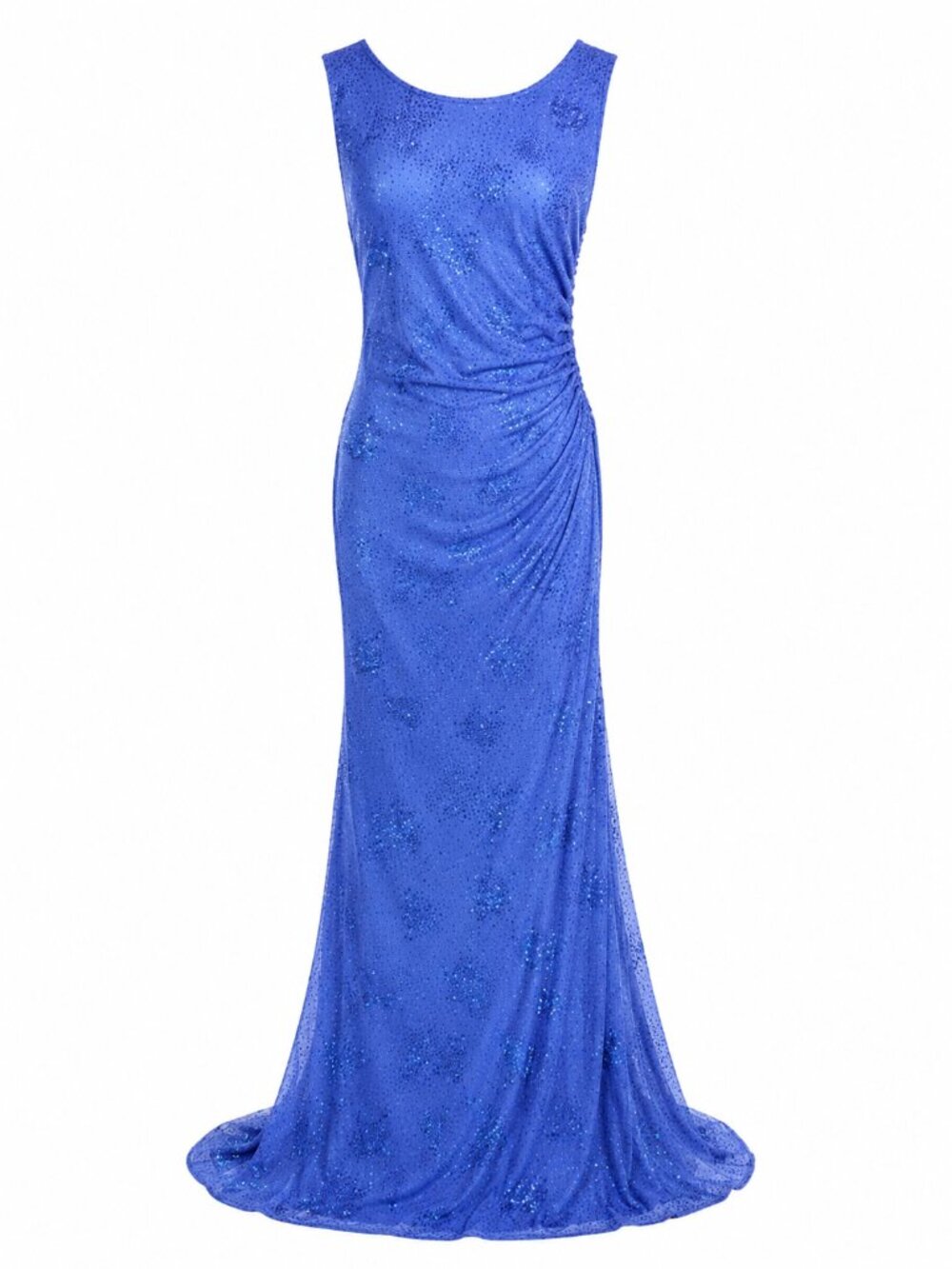 Vintage Y2K Jody California Blue Glitter Ruched Formal Gown Dress USA 7/8